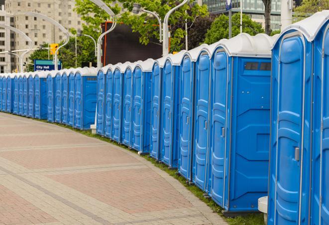 Seasonal porta potty units set up at a Crescent City, California venue