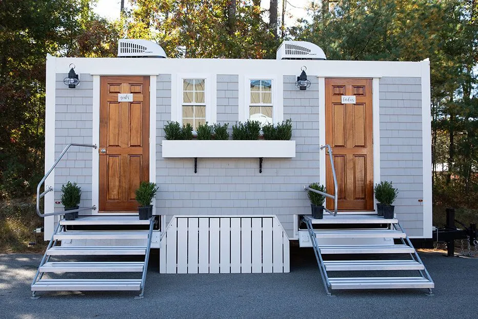 Wedding restroom units discretely staged at a venue in Crescent City, California
